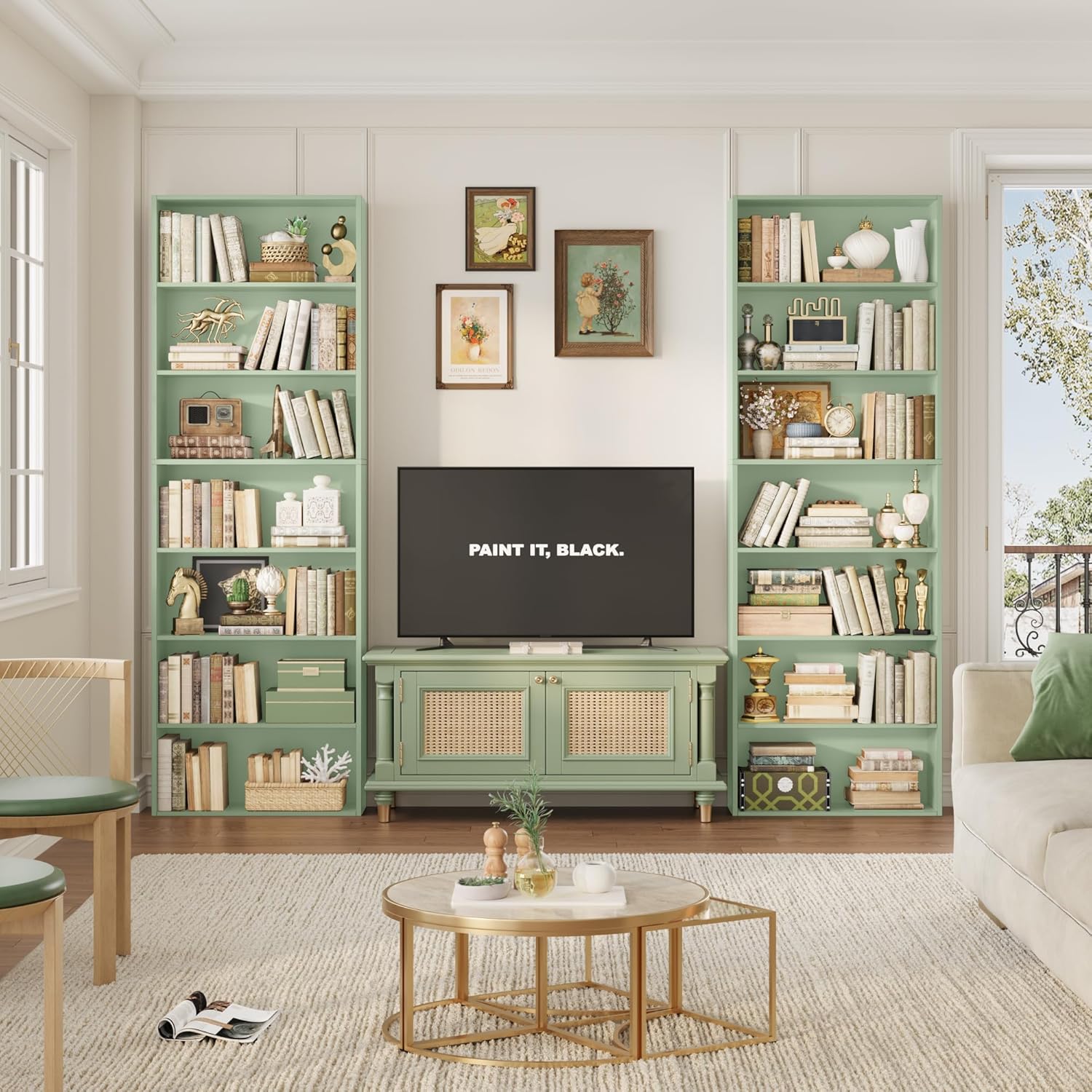 FACBOTALL 82" Tall Bookshelf, 7-Tier Open Shelves Bookcase, Freestanding Display Storage Shelves, Tall Bookcase Home Decor Furniture for Home Office, Living Room, Bedroom, Green