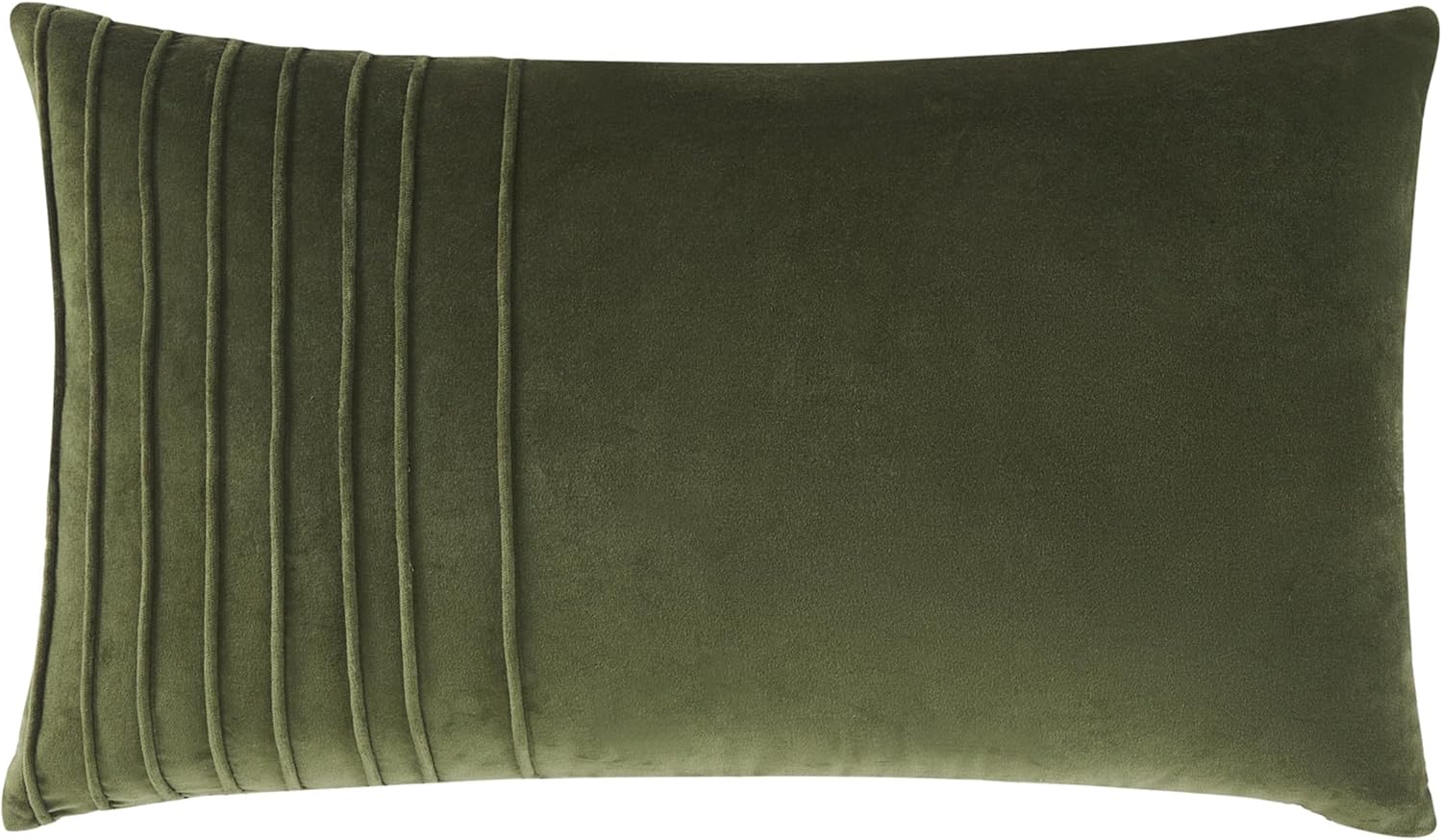 Lush Decor x Chuks Collins Pleated Groove Velvet Decorative Pillow Cover Single 14" W x 24" L Green - 14x24 Pillow Cover - Luxury Velvet Throw Pillows for Bed, Couch or Chair