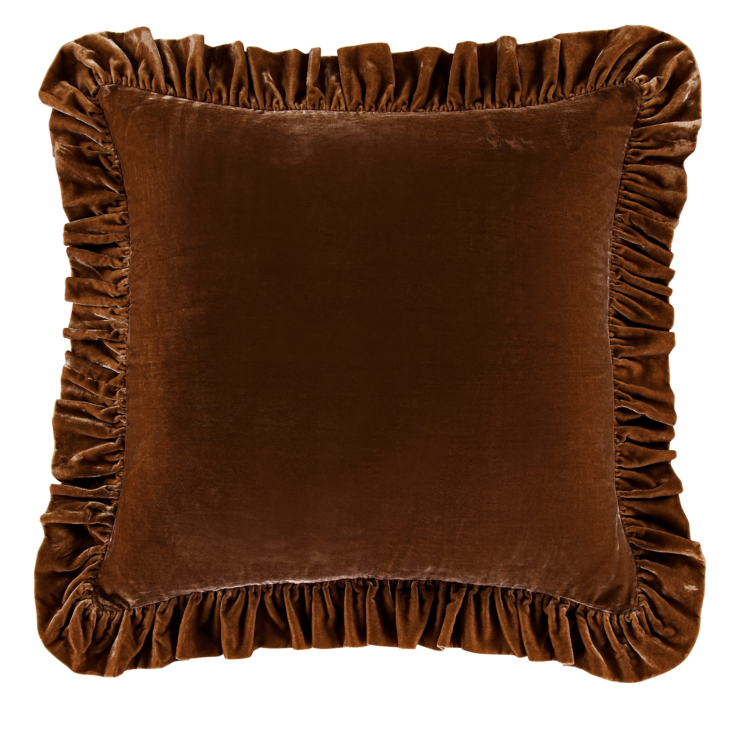 HiEnd Accents Stella Faux Silk Velvet Euro Sham Pillow Cover, 27x27 inch, Dusty Rose, Romantic Western Modern Traditional Style Luxury Bedding