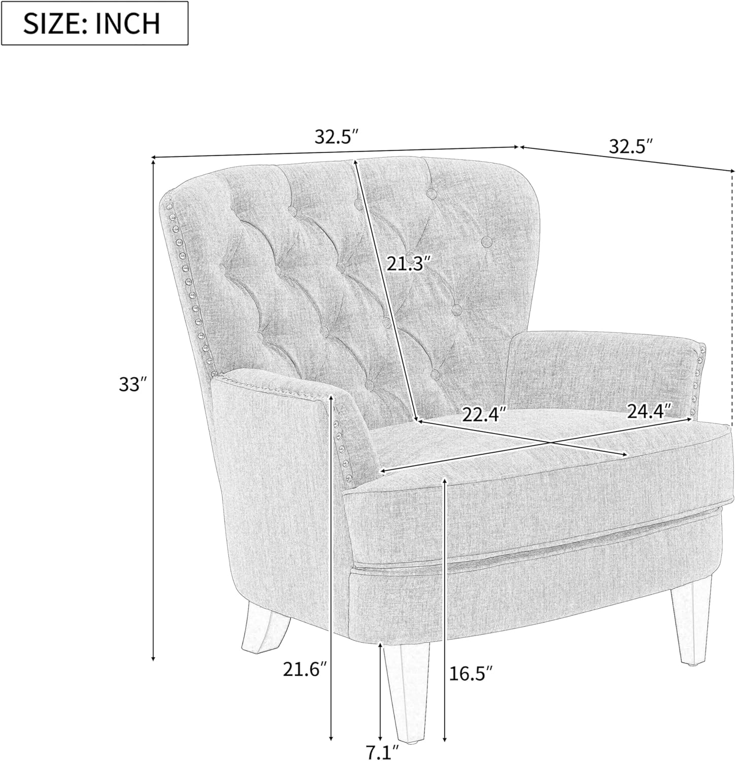 Christopher Knight Home Tafton Tufted Leather Club Chair, Brown 35D x 33.5W x 34.5H in