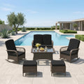 LEVELEVE 3 pcs Rocking Bistro Set Conversation Chairs PE Wicker Outdoor Rocking Chairs & Glass Table,for Porch Lawn Garden Backyard Deck(Rocking Set,Black)