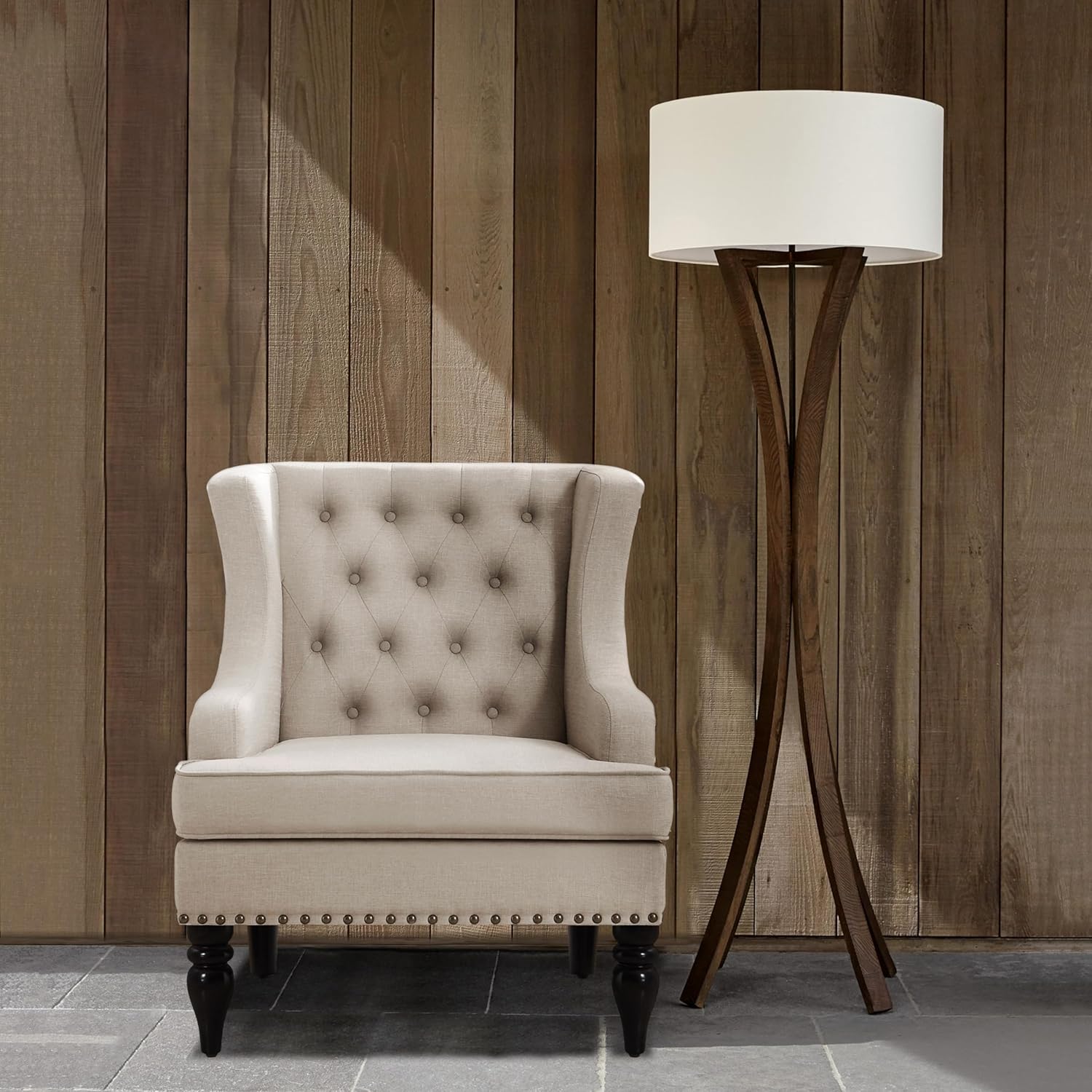 Rosevera Amelia 29" Modern Upholstered Accent Chair Armchair with Wingback Accent Leisure Chair, Fabric Reading Living Room Single Sofa for Living Room Bedroom Balcony Studio,Beige