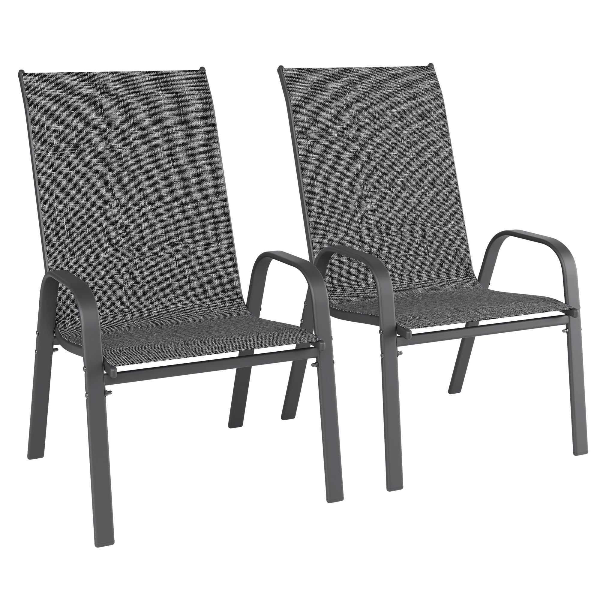 Patio Chairs, Stackable Outdoor Dining Chairs for All Weather, Metal Modern Outside Furniture Chair for Pool Side, Garden, Backyard Deck, Set of 4, Dark Grey