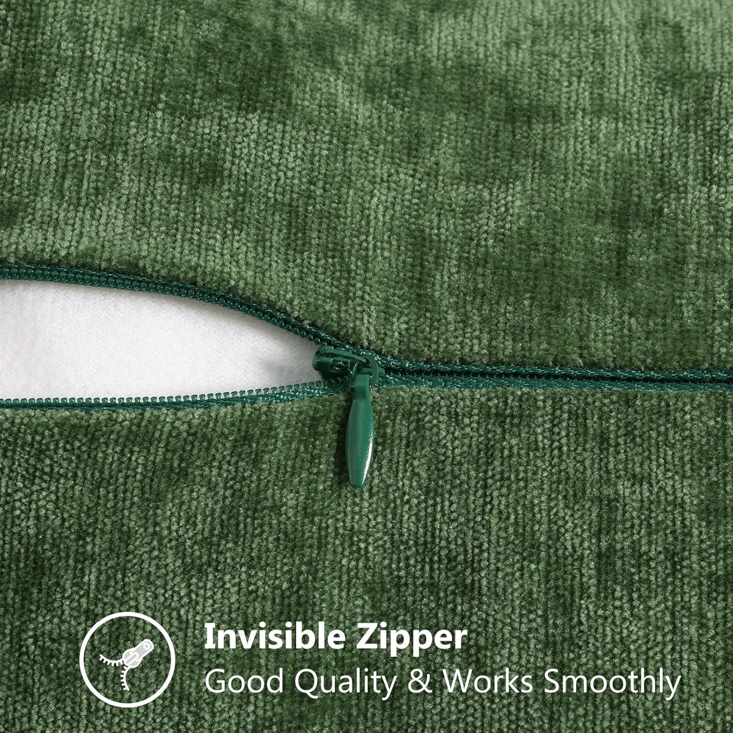 18x18 2-Pack Forest Green Chenille Pillow Covers, Stitched Edge