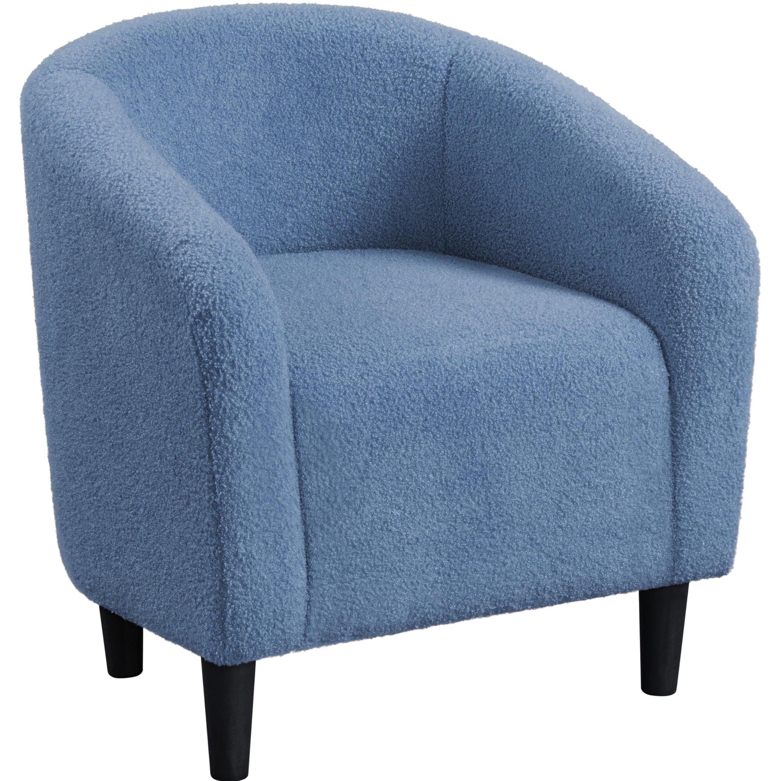 Yaheetech Velvet Club Chair, Modern Tufted Accent Chair with Armrest, Upholstered Barrel Chair with Solid Legs for Living Room/Bedroom/Study/Waiting Room, Navy Blue