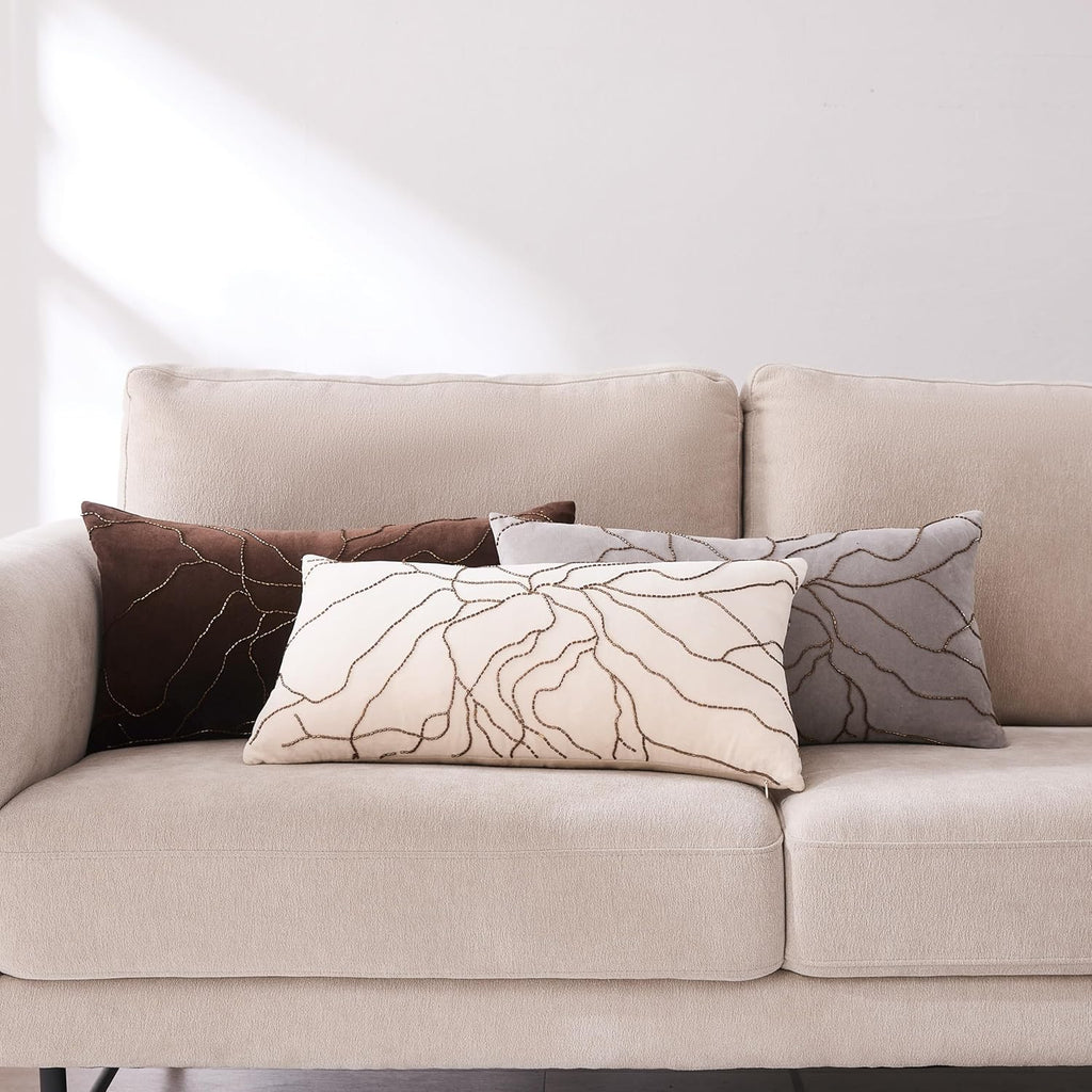 Lush Decor Roots Velvet Decorative Pillow Cover Single 12" W x 22" L Gray - 12x22 Pillow Cover - Luxury Throw Pillows for Bed, Couch or Chair - Luxury Home Decor