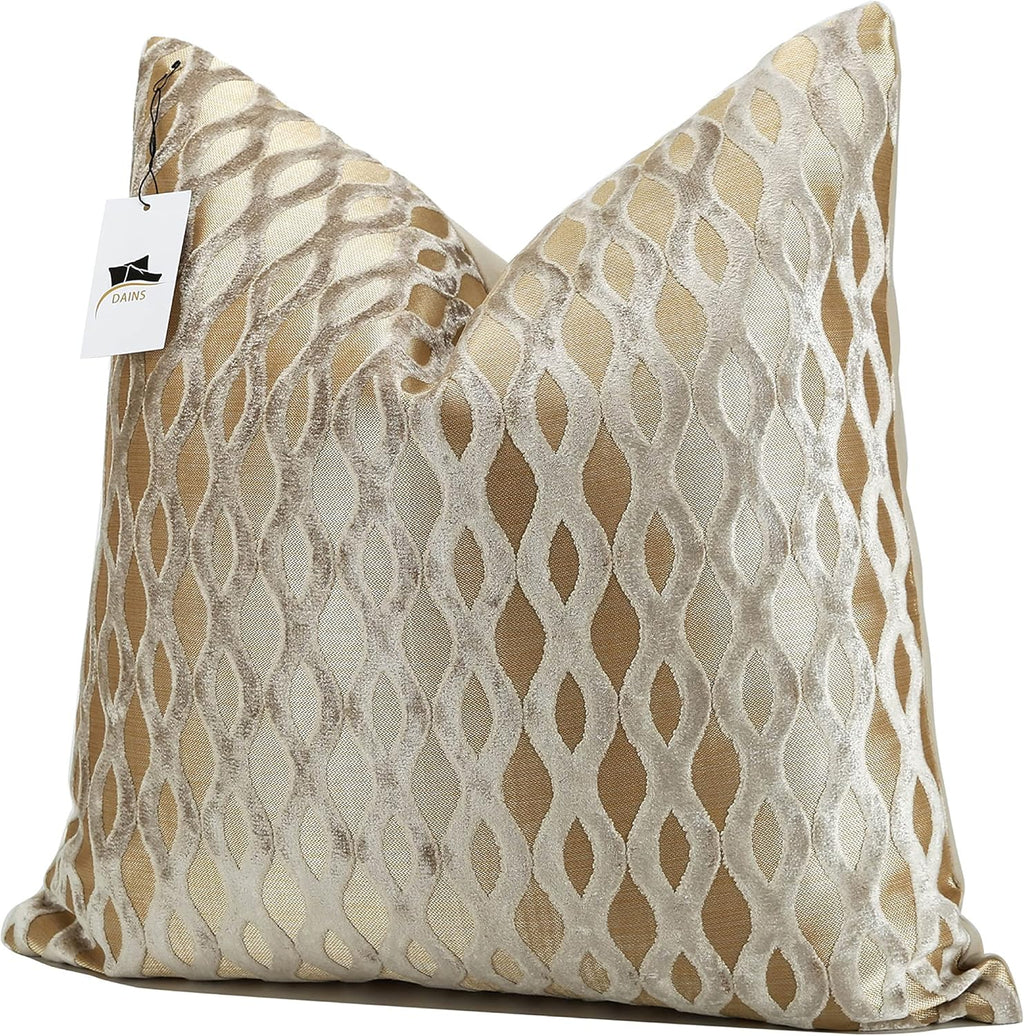 22x22 Beige Pillow Covers, Gold Cushion Throw Velvet Covers ,Velvet Beige Gold Square Modern Style for Living Room, Couch, Sofa, Bed, Chair, Cover Pillow Cover for Couch Bed and Chair (No Insert)