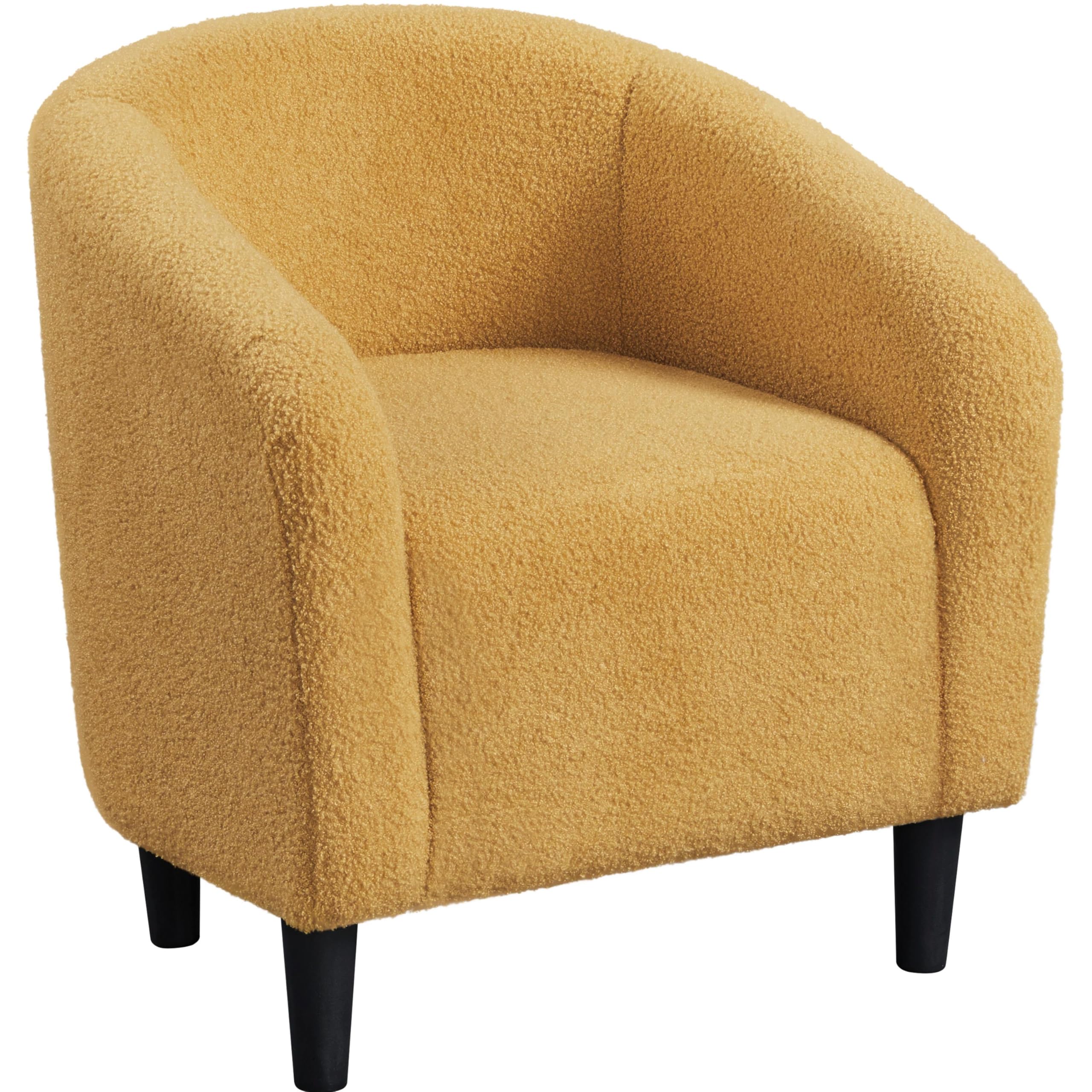 Yaheetech Velvet Club Chair, Modern Tufted Accent Chair with Armrest, Upholstered Barrel Chair with Solid Legs for Living Room/Bedroom/Study/Waiting Room, Navy Blue